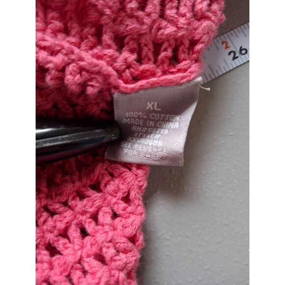 NY Collection Hand Crocheted Short Sleeve Cardigan Womens XL Pink - Picture 4 of 7